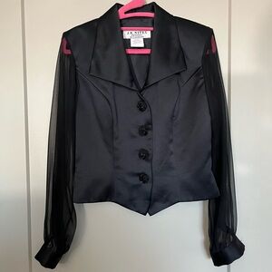 Vintage Blazer Top with Sheer Sleeves